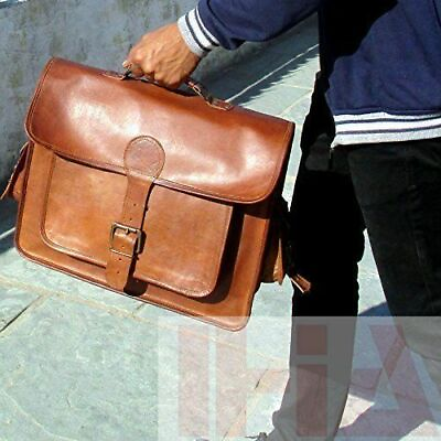#ad 15quot; Men#x27;s Genuine Leather Laptop Briefcase Vintage Soft Messenger Shoulder Bag $63.48