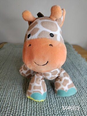 #ad Carters Brown Orange Giraffe Plush Rattle Teether Crinkle Squeaker Soft Toy $16.99