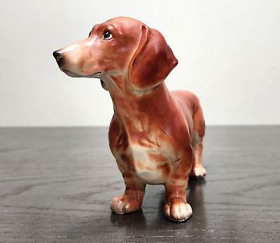 #ad Vintage RED DACHSHUND Dog Male Parts Figurine just under 9quot; long $22.00