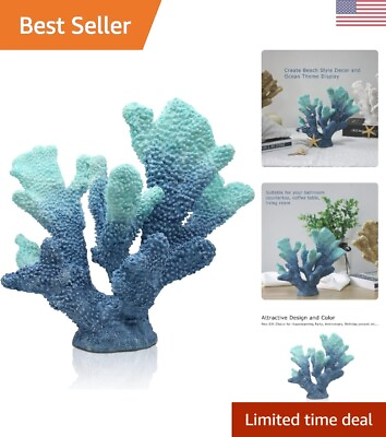 #ad Artificial Blue Coral Decor Handmade Resin Statue Nautical Theme $75.99