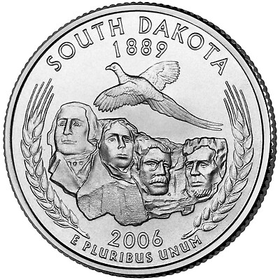 #ad 2006 P South Dakota State Quarter. Uncirculated From US Mint roll. $2.29