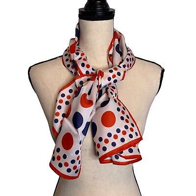 #ad Womens Scarf Red White amp; Blue Polka Dot 44quot; x 13quot; Fashion Scarf $13.04