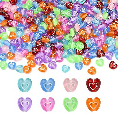 #ad 1000x Transparent Acrylic Sweet Love Heart Beads for Women Girl Jewelry Making $9.44