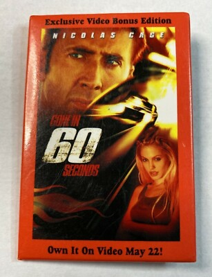 #ad Gone in 60 Seconds Promo Video Pin Pinback Button Nicolas Cage Angelina Jolie $7.59