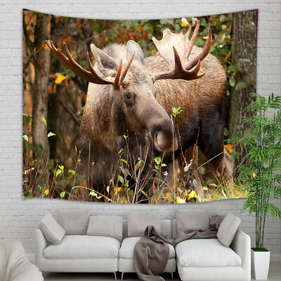 #ad Wild Moose Deer Tapestry Wall Hanging Safari Wildlife Animal Deer in Forest $24.78