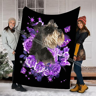 #ad Schnauzer Dog Dog Lovers Gifts Custom Fleece Blanket Sherpa Blanket $37.95