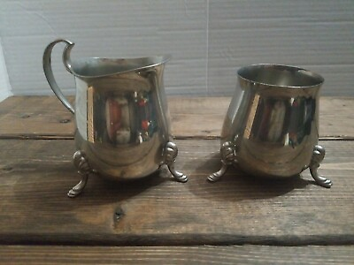 #ad Vintage 1940s Copenhagen Pewter Footed Cream and Sugar Set #408 Art Deco Holiday $19.99