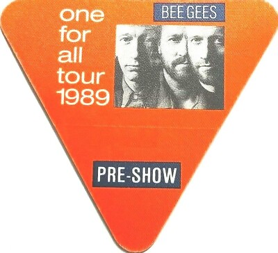 #ad BEE GEES 1989 ONE OF ALL TOUR PRE SHOW ORANGE BACKSTAGE PASS BARRY $14.99