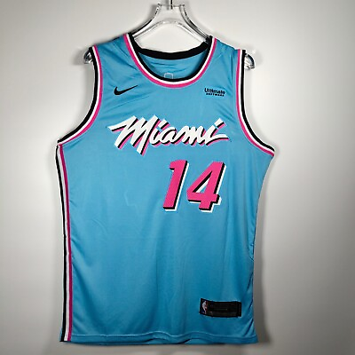 #ad Tyler Herro Miami Heat #14 Athletic Short Sleeve Retro Jersey Blue $42.80