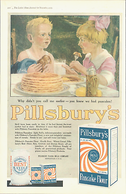 #ad 1919 PILLSBURY Pancake Flour antique PRINT AD cereal breakfast baking cooking $12.99
