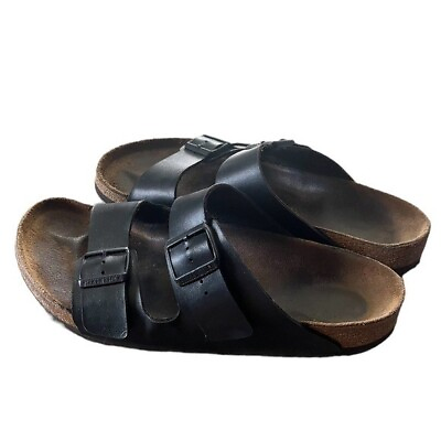 #ad Birkenstock Mens Arizona Black Leather Strappy Sandals Size 12 EU 45 $36.00