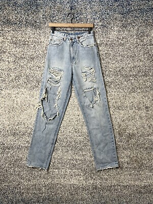 #ad Ksubi Straight Leg High Rise Ripped Distress Denim Jeans Size 25 $26.24