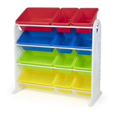 #ad Children Plastic and Metal Toy Storage Racks with 12 Primary Colored Storage Bin $76.26