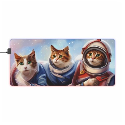 #ad RGB Full Size Cats In Space Gaming Mouse Pad LED $31.99