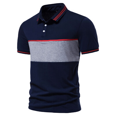 #ad ZONBAILON Men#x27;s Short Sleeve Summer Color Contrast Fashion Versatile Polo Shirt $35.25
