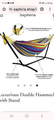 #ad VIVERE 9feet Double Cotton Hammock with Stand Tropical $179.99