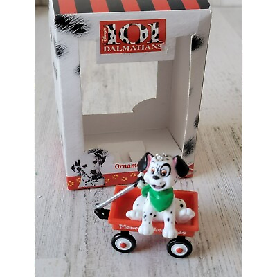 #ad Enesco Dalmatian 101 Merry Xmas puppy wagon ornament $12.37
