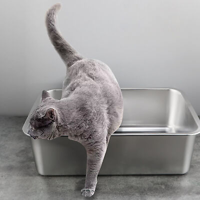 #ad Rabbit Litter Box Pet Durable Stainless Steel Cat with Low Entry Design Spacious $54.80