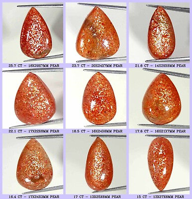 #ad Natural Untreated Golden Sunstone Loose Gemstone Pear Cabochon From Australia $7.99