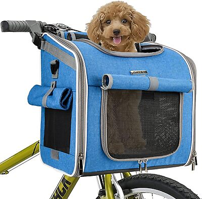 #ad Dog Bike Basket Expandable Soft Sided Pet Carrier Backpack with 4 Open Doors $59.19