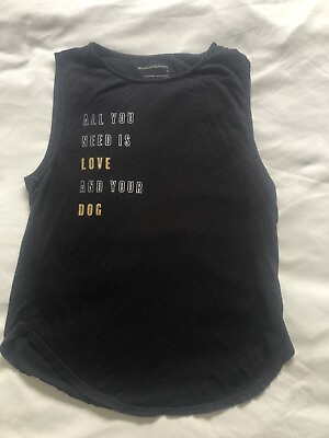 #ad Good hYOUman All You Need is Love amp; Your Dog Tank Sleeveless Black Gold Size XS $15.99