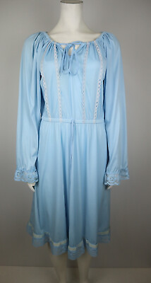 #ad VINTAGE 70s LIGHT BLUE BOHO BOHEMIAN DRESS MONTGOMERY WARD SIZE 12 $17.49