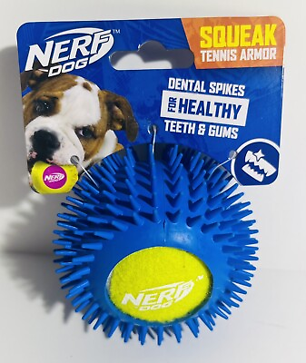 #ad Nerf Dog Squeak TENNIS ARMOR Dental Spikes Teeth amp; Gums NEW $10.95