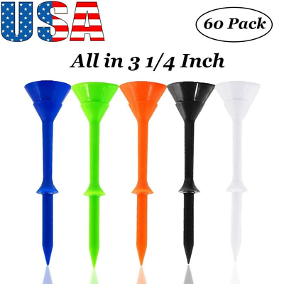 #ad 60 Pcs Golf Tees 3 1 4 Inch Unbreakable Plastic Cup Tee Long 83mm US Stock $8.99