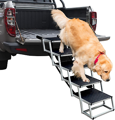 #ad Dog Ramps with 5 Stairs Upgraded Aluminum Frame Pet Steps for SUV Cars High B $120.24