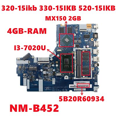 #ad Motherboard For Lenovo ideapad 320 15ikb 330 15IKB 520 15IKB NM B452 I3 7020U $175.99