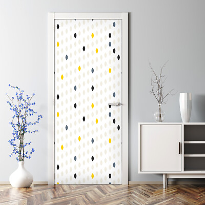 #ad Simple drop polka dot grey and yellow shape Bubble Free Door sticker Easy stick $63.95