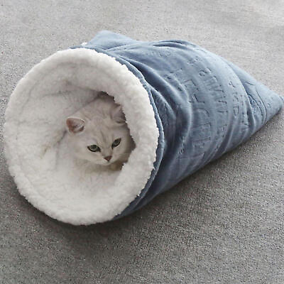 #ad Soft Cat Sleeping Bag Cat Bed Cave Plush Fluffy Cat Bed Warming Pet Dog Bag $27.54