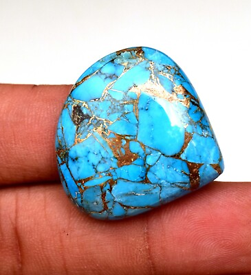 #ad Blue Copper Turquoise Loose Cabochon 44.45 Ct Loose Gemstone For Pendent Use $73.80