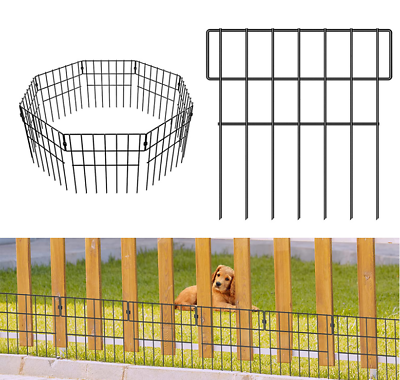 10pcs Metal Garden Fence Panel Yard Border Landscape Animal Barrier Dog Fencing $22.99