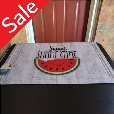 #ad Watermelon Doormat Soft Rubber Outdoor Nonslip Summertime Mat 30quot; x 18quot; in NWT $16.02