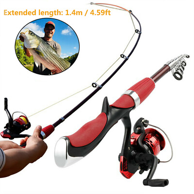 #ad Telescopic Fishing Rod Reel Combo 6 Section Fishing Rod with Spinning Reel Set $17.99