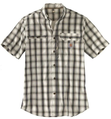 #ad Carhartt Force Relaxed Fit Vented Short Sleeve Button Shirt Plaid Sz Large Tall $29.95