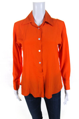#ad Grifoni Womens Button Front Long Sleeve Collared Lightweight Shirt Orange IT 40 $34.01