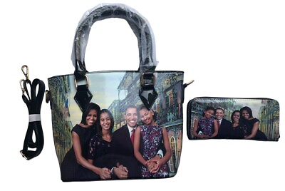#ad The Obama Family Tote Bag w shoulder strap Wallet Set $38.99