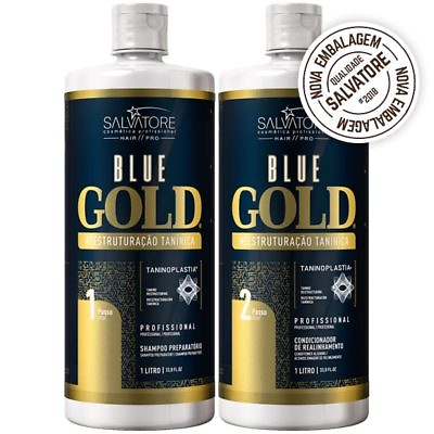 #ad New Edition Blue Gold Tanino Restructuring Kit 2x 1 litro 33.8 Floz Salvatore 3 $94.00