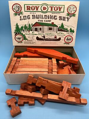 #ad 🏕 Roy Toy Set No. 9 The Camp 37 Piece Pine Wooden Log Building COMPLETE SET $19.99