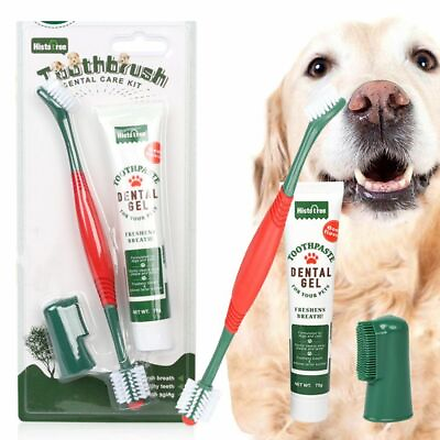 Cat Dog Dental Care Pet Toothbrush Toothpaste Kit Finger Brush Clean Teeth Mouth $6.99