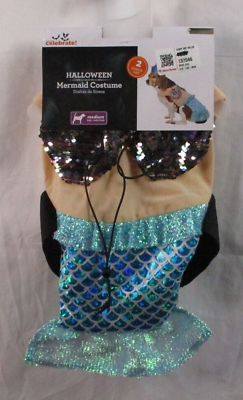 Mermaid Costume Dog Medium Size Breed Blue Fantasy Sea Life Halloween Hook Loop $15.99