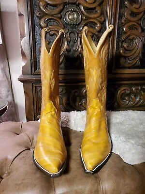 #ad Corral Genuine Exotic Eel Western Boots 11 1 2 D Mustard Yellow *New $275.00