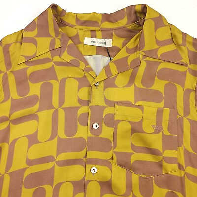 #ad $635 Wales Bonner Rhythm Short Sleeve Camp Shirt Mens Size EUR 52 Brown amp; Yellow $262.49