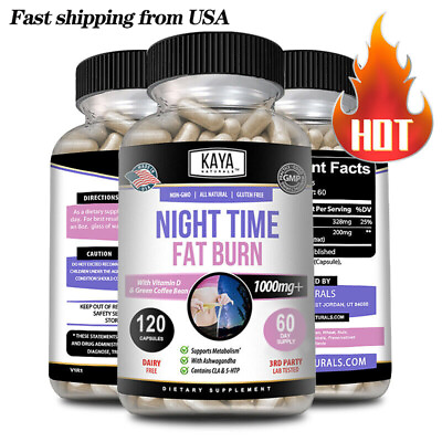 #ad Night Time Fat Burner Supplement For Fat Burn Weight Loss 30 To 120 Caps $8.00