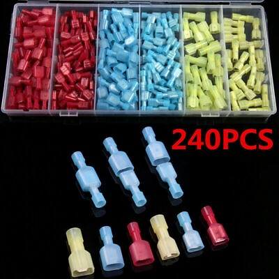 #ad 240Pcs Insulated Assortment Nylon Electrical Crimp Wire Connectors Terminals Kit $22.87