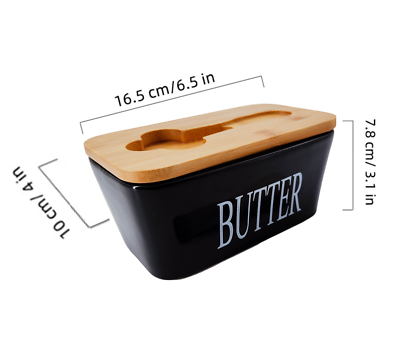 #ad Porcelain Butter Dish with Bamboo Lid Butter Box $12.99