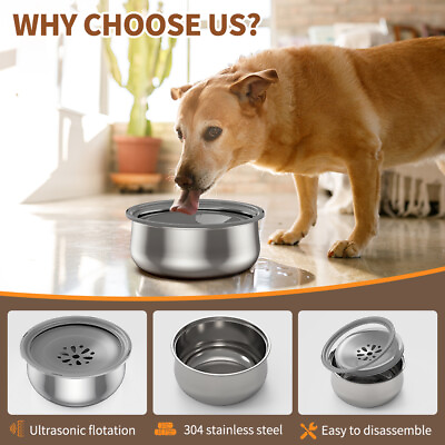 #ad 4L Dog Pet Water BowlNo Spill Stainless Steel Large Capacity for Dog Cat Pets $24.99