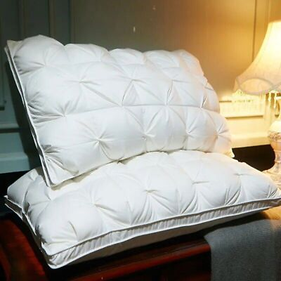 #ad White Down Cotton Pillow Bedroom Sleep Lumbar Pillow Down Mid high Pillow $51.06